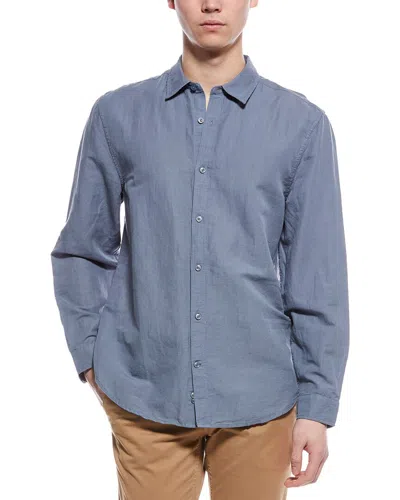 7 For All Mankind Clean Front Linen-blend Shirt In Yellow