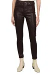 7 For All Mankind Coated Ankle Skinny Jeans In Chocolate In Gold