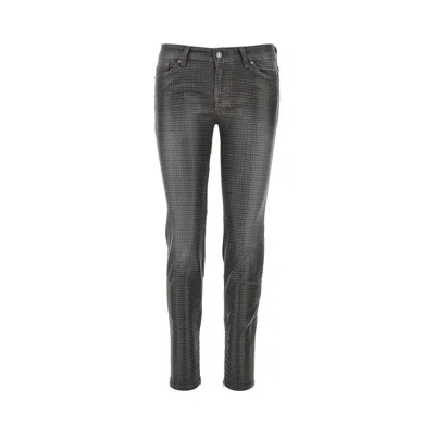 7 For All Mankind Coated Denim Y2k Skinny Pants In Gray