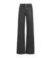 7 For All Mankind Coated Lotta Wide-leg Jeans In Black