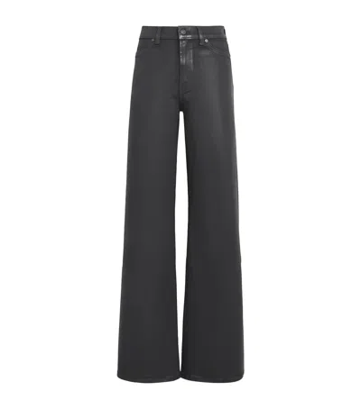 7 For All Mankind Coated Lotta Wide-leg Jeans In Black