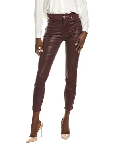 7 For All Mankind Coated Peacock High Waist Skinny Jean In Coated Ruby Rust