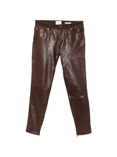 7 For All Mankind Coated Slim-fit Jeans In Brown