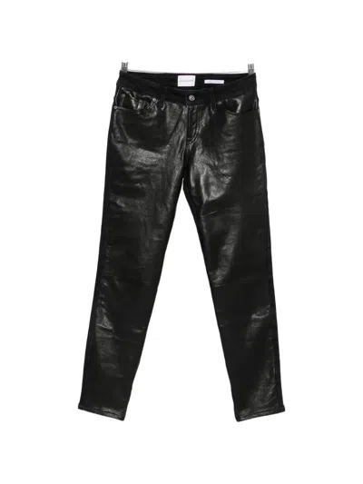 7 For All Mankind Item Skinny Les In Leather In Black