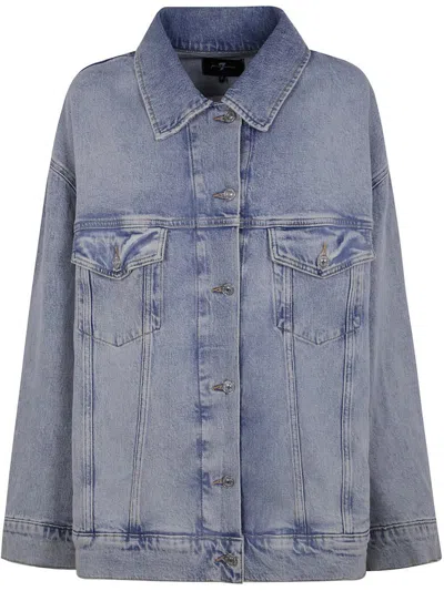 7 For All Mankind Oli Trucker Sahara Jacket Clothing In Clear Blue