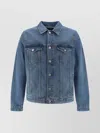 7 FOR ALL MANKIND COLLARED COTTON DENIM JACKET WITH VINTAGE FADED EFFECT