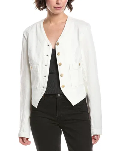 7 For All Mankind Collarless Jacket In White