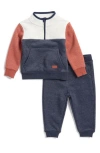 7 For All Mankind Babies'  Colorblock Sweatshirt & Joggers Set In Navy