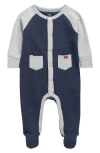 7 For All Mankind Colorblock Waffle Knit Footie In Blue