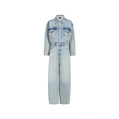 7 For All Mankind Combinaison En Denim De Coton In Blue