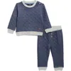 7 For All Mankind Babies'  Contrast Rib Soft Quilt Sweatshirt & Pants Set In Blue