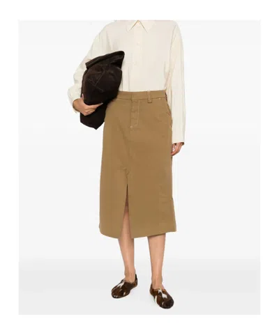 7 FOR ALL MANKIND CONTRAST-STITCHING MIDI SKIRT