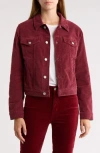7 For All Mankind Corduroy Crop Trucker Jacket In Oxblood