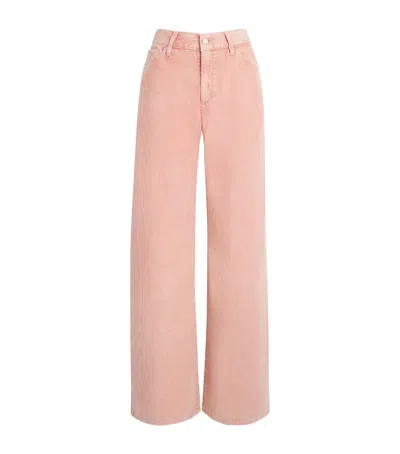 7 For All Mankind Corduroy Lotta Wide-leg Trousers In Pink