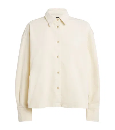 7 For All Mankind Corduroy Nina Cropped Shirt In Neutral