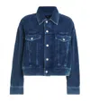 7 For All Mankind Corduroy Oli Cropped Trucker Jacket In Blue