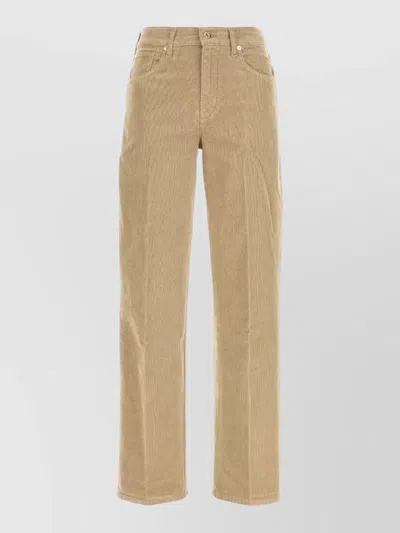 7 For All Mankind Lotta High-waisted Straight Leg Corduroy Jeans In Neutral