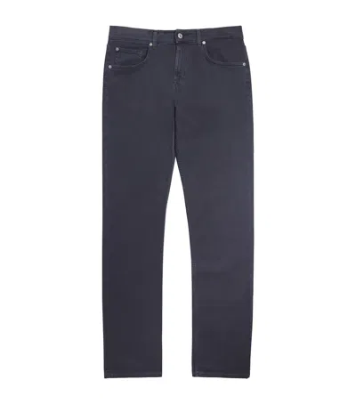 7 For All Mankind Cotton-blend Straight Chinos In Blue