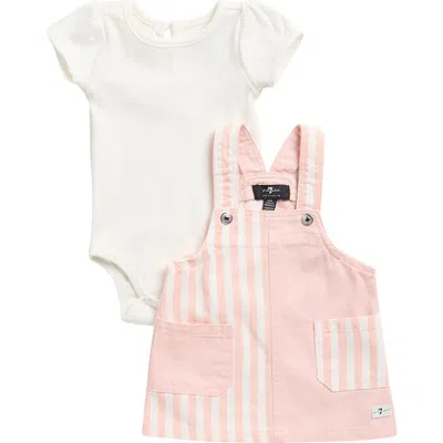 7 For All Mankind Babies'  Cotton Bodysuit & Denim Skirtall Set In Multi