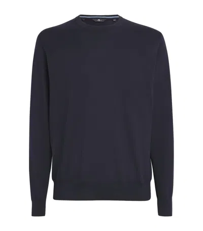 7 For All Mankind Cotton Crew Neck Sweatshirt In Blue