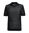 7 For All Mankind Cotton Crochet Polo Shirt In Black