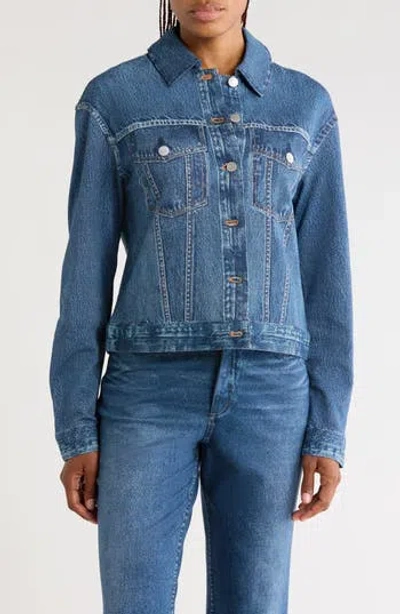 7 For All Mankind Cotton Denim Jacket In Black