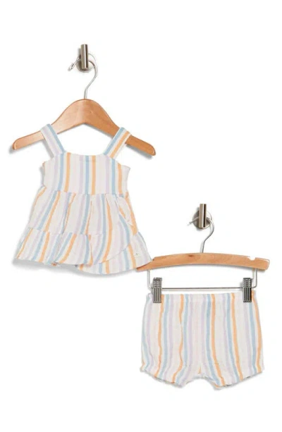 7 For All Mankind Babies' Cotton Gauze Tank & Shorts Set In Blue