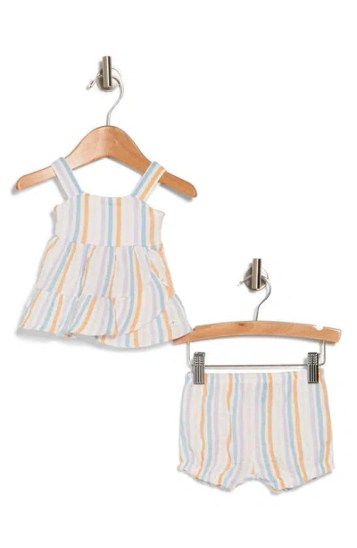 7 For All Mankind Babies' Cotton Gauze Tank & Shorts Set In Peachy