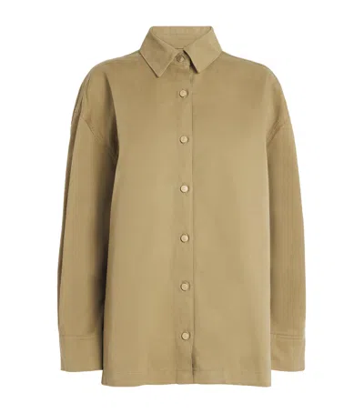 7 For All Mankind Cotton Pleated Shirt Jacket In Brown