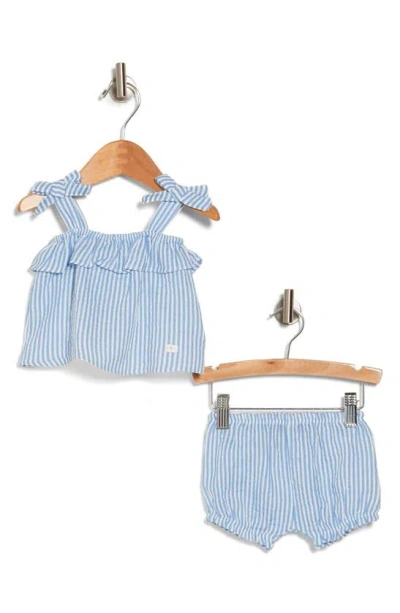 7 For All Mankind Babies'  Cotton Seersucker Tank & Shorts Set In Light Blue