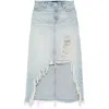 7 For All Mankind Denim Midi Skirt In Peaches