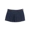 7 For All Mankind Mini Skirt With Pleated Design And Belt Loops In Blue