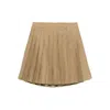 7 For All Mankind Pleated Mini Skirt Twill Sand Storm In Brown