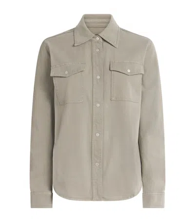 7 For All Mankind Cotton Twill Shirt In Neutral