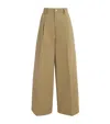 7 For All Mankind Cotton Twill Wide-leg Trousers In Neutral