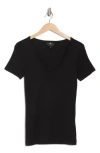 7 For All Mankind Easy V-neck T-shirt In Black