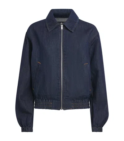 7 For All Mankind Cotton-linen Denim Jacket In Blue