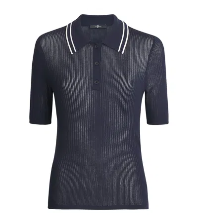 7 For All Mankind Crochet Tipped Polo Shirt In Burgundy