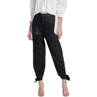 7 For All Mankind Cropped Coated Denim Jeans In Rabbit Hole In Black