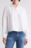 7 For All Mankind Cropped Cotton Button-up Shirt In White