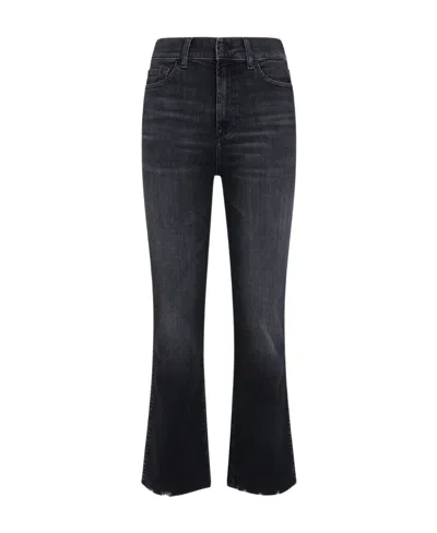 7 For All Mankind Cropped Denim Jeans In Black