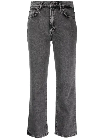 7 For All Mankind Cropped Denim Jeans In Grey