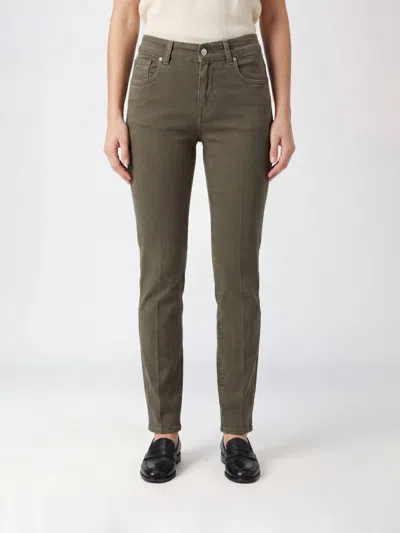 7 For All Mankind Cropped Jeans In Cotton Denim In Green