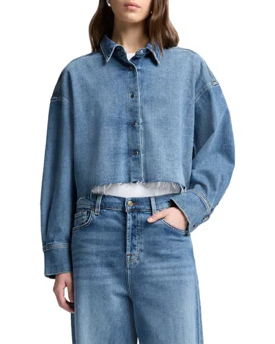 7 For All Mankind Cropped Shirt In Black