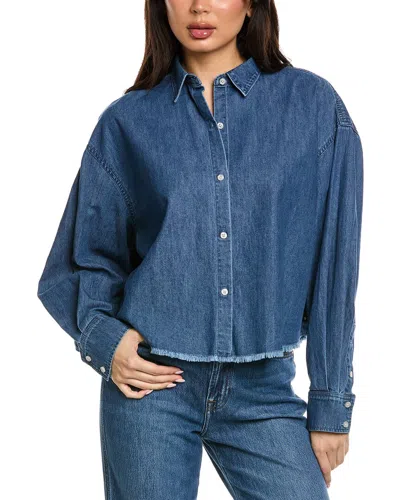 7 For All Mankind Cropped Shirt In Blue
