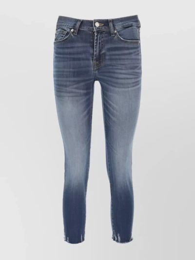 7 For All Mankind Cropped Slim-cut Denim Jeans In Blue