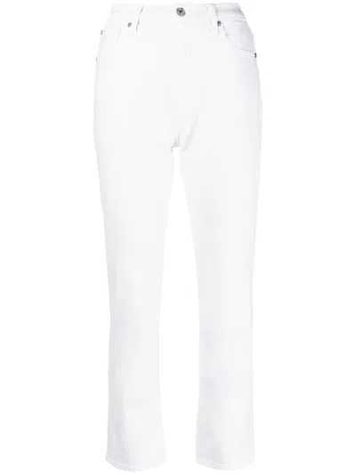 7 For All Mankind Cropped Slim-fit Jeans In Weiss