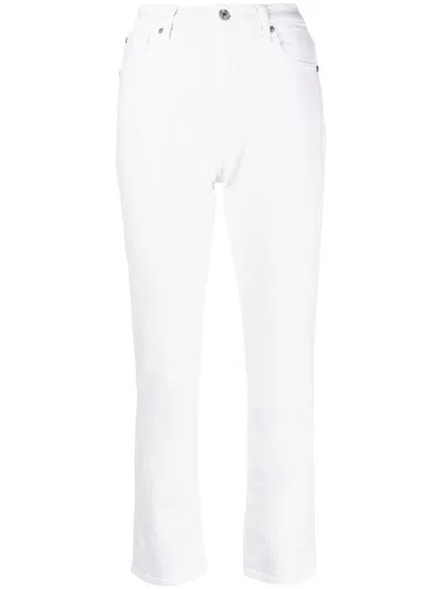 7 For All Mankind Cropped Slim-fit Jeans In White