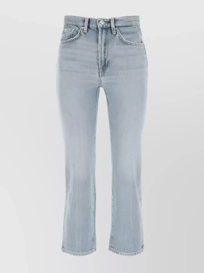 7 For All Mankind Cropped Straight Leg Denim Jeans In Blue