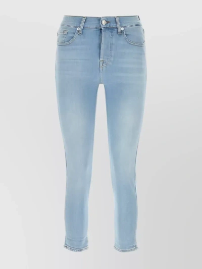7 For All Mankind Cropped Straight-leg Denim Jeans In Blue